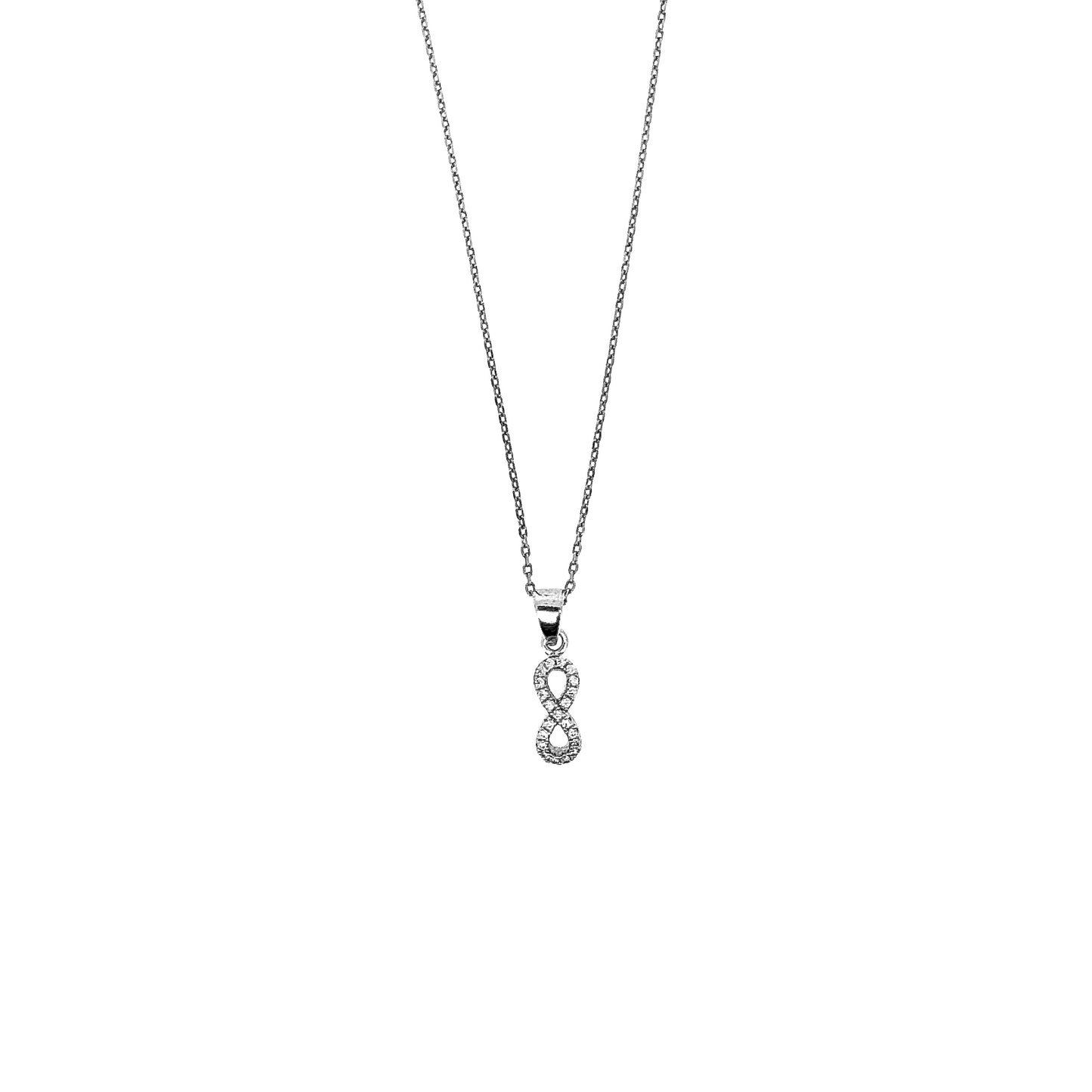 Sterling Silver Vertical Pavé Infinity Necklace Set